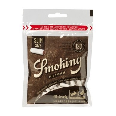 Фильтры для самокруток Smoking - Slim Brown (120 штук, 15x6 мм) купить в Томске