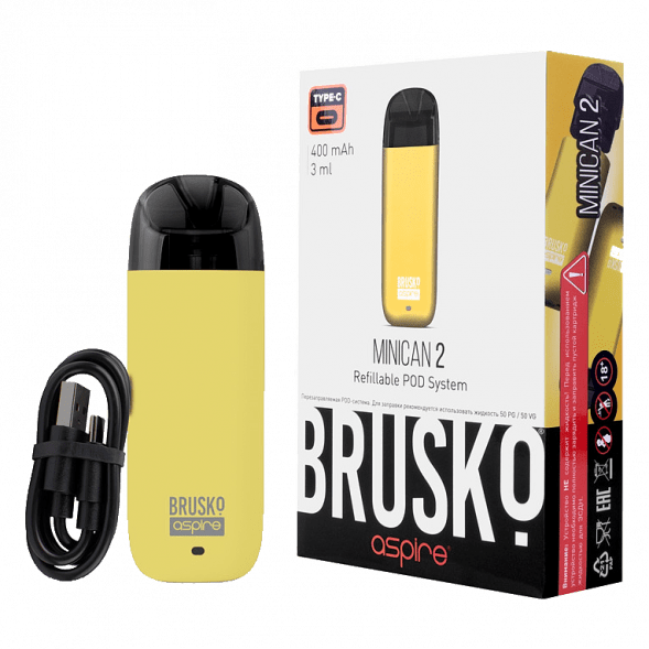 Электронная сигарета Brusko - Minican 2 (400 mAh, Жёлтый) купить в Томске