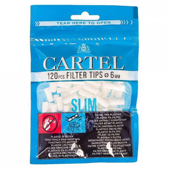Фильтры для самокруток Cartel - Slim (120 штук, 15х6 мм) купить в Томске